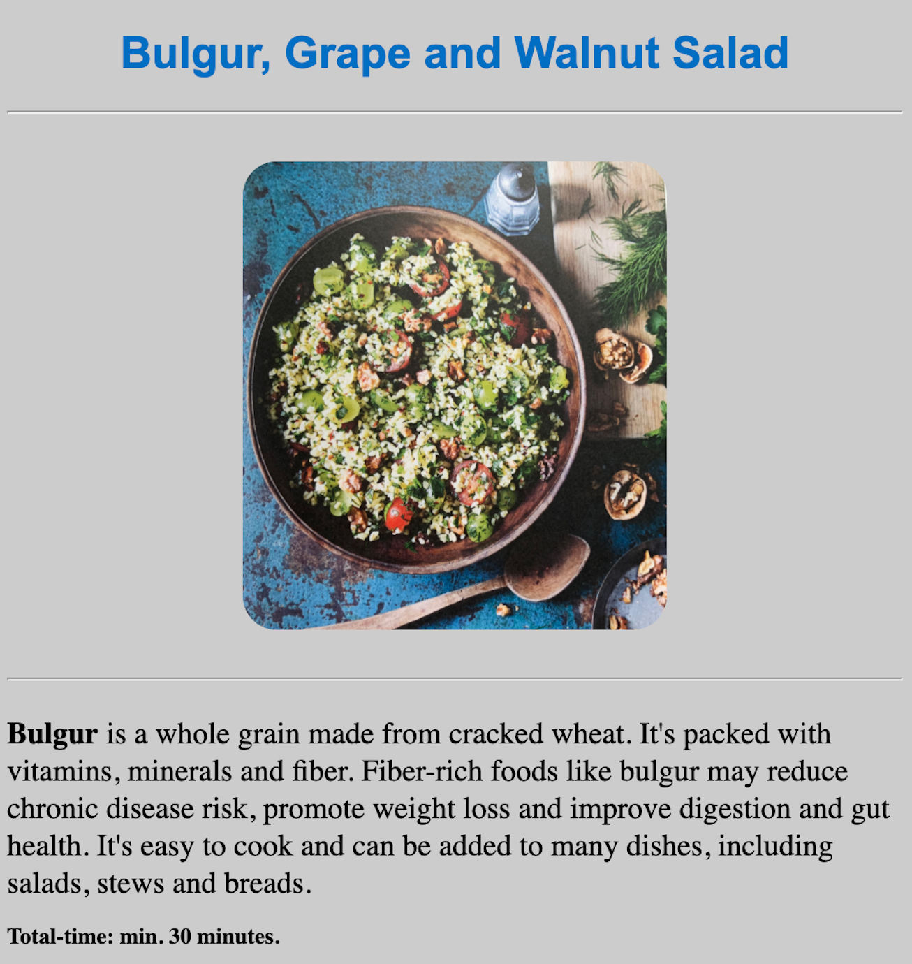 Bulgur recipe preview